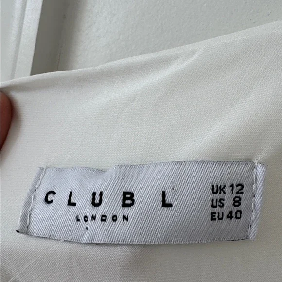 NWT Club L White Maternity Bardot Ruched Draped Midi Dress Size 8 - Picture 12 of 14